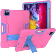 NIKCORP Oklopna maska za iPad Air 5/4 i iPad Pro 11" s postoljem i držačem za olovku silikonska zaštitna futrola, roza